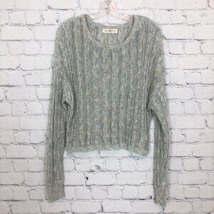 Natural Life Biege Shimmer Sweater Size M Loose Open Knit Cropped